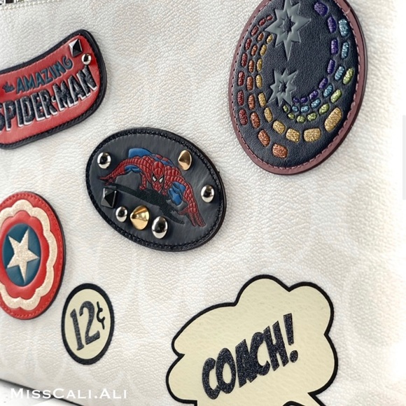 NWT COACH X MARVEL 2PC Spider-Man Tote Bag Gallery Pouch - Picture 13 of 16